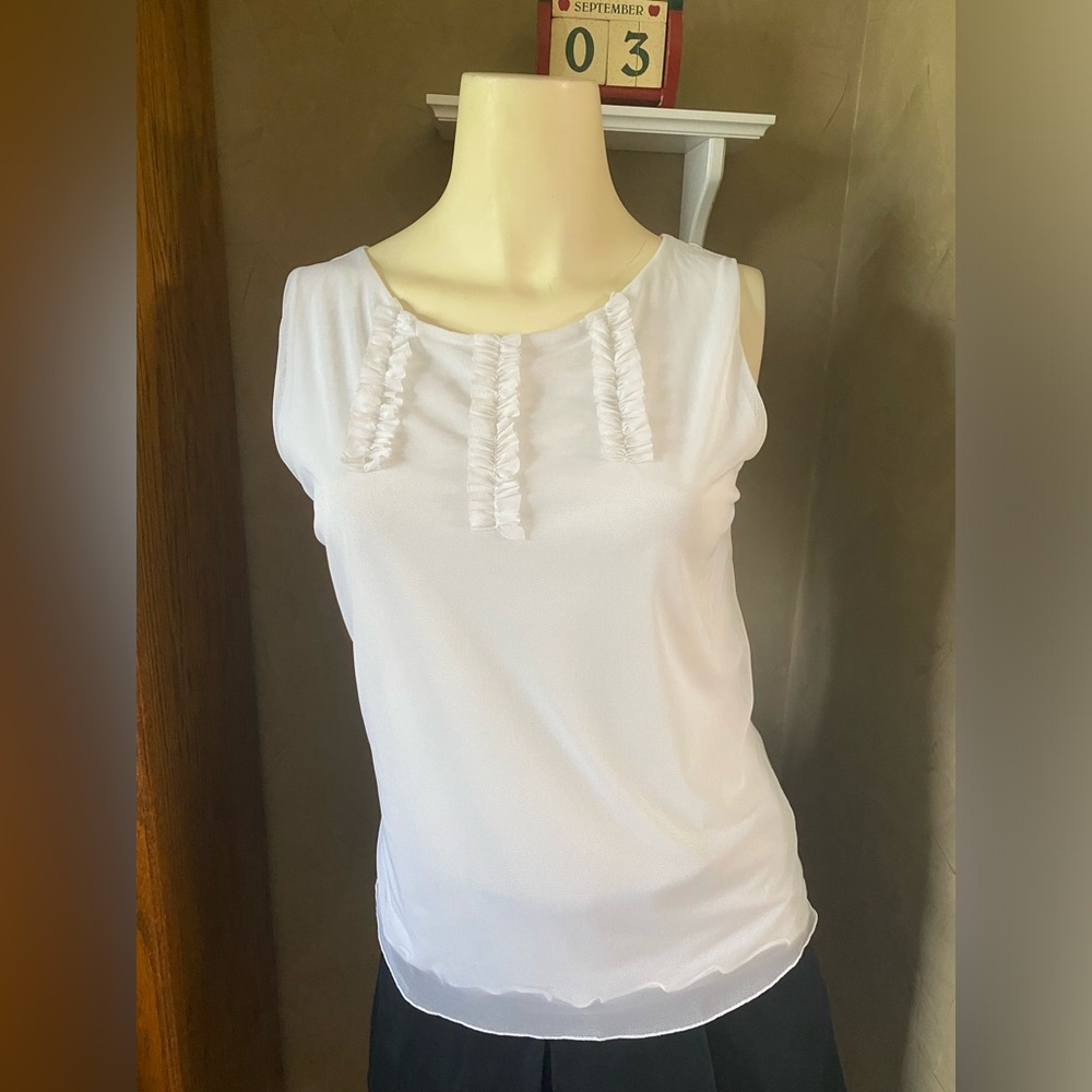 OSCALITO  Filo di Scozia Sleeveless Shirt Top White Womens size 4, made in Italy